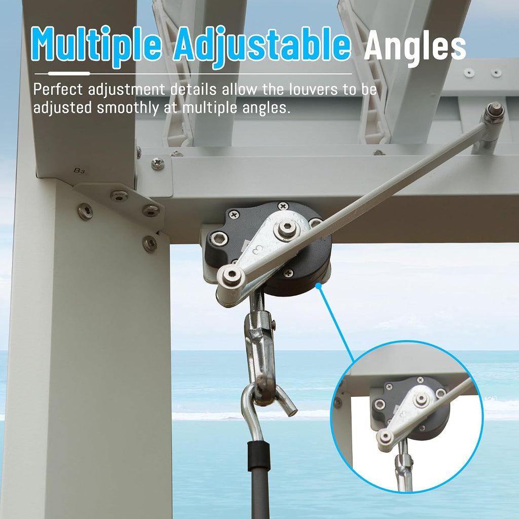 Domi Outdoor Pergola 10' x 10' Aluminum Louvered Pergola with Adjustable Roof, Aluminum Frame, Efficient Drainage System for Patio, Deck, Garden, White