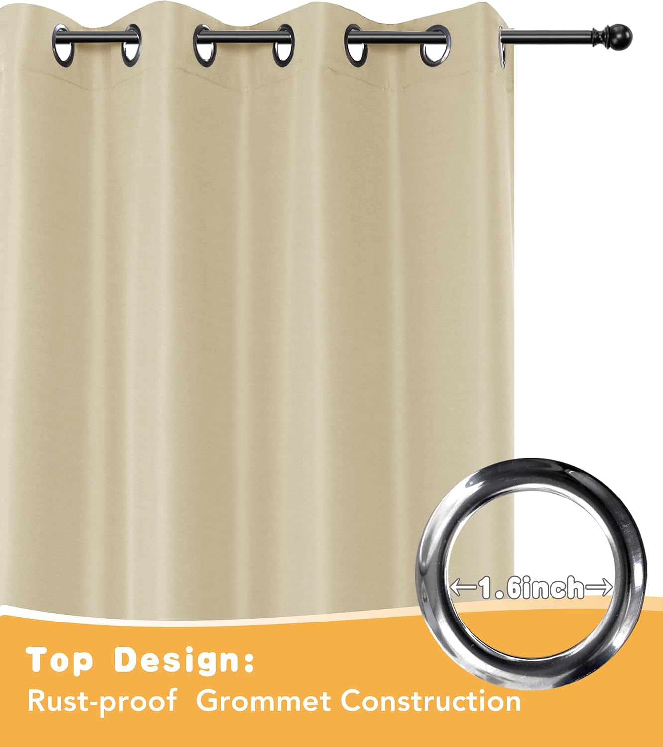 HolidayIdeas Outdoor Curtains for Patio Waterproof, 4 Panels - 84 x 95 Inch - Privacy Protection & Light Filtering Curtains Grommet Outside Curtains for Porch, Gazebo, Pergola, Backyard (Cream)