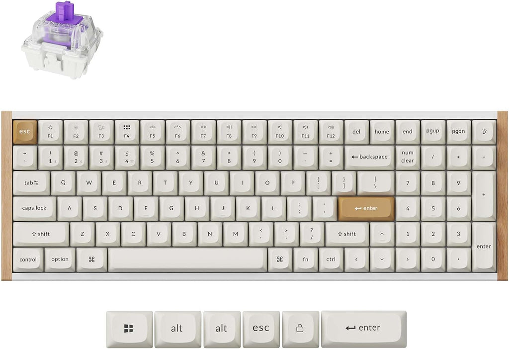 Keychron K4 HE QMK Wireless Gaming Custom Mechanical Keyboard, 2.4 GHz/Bluetooth/Wired 96% Layout Hot-Swappable Programmable RGB Backlit Gateron Magnetic Switches for Mac Windows, Wood Frame-White