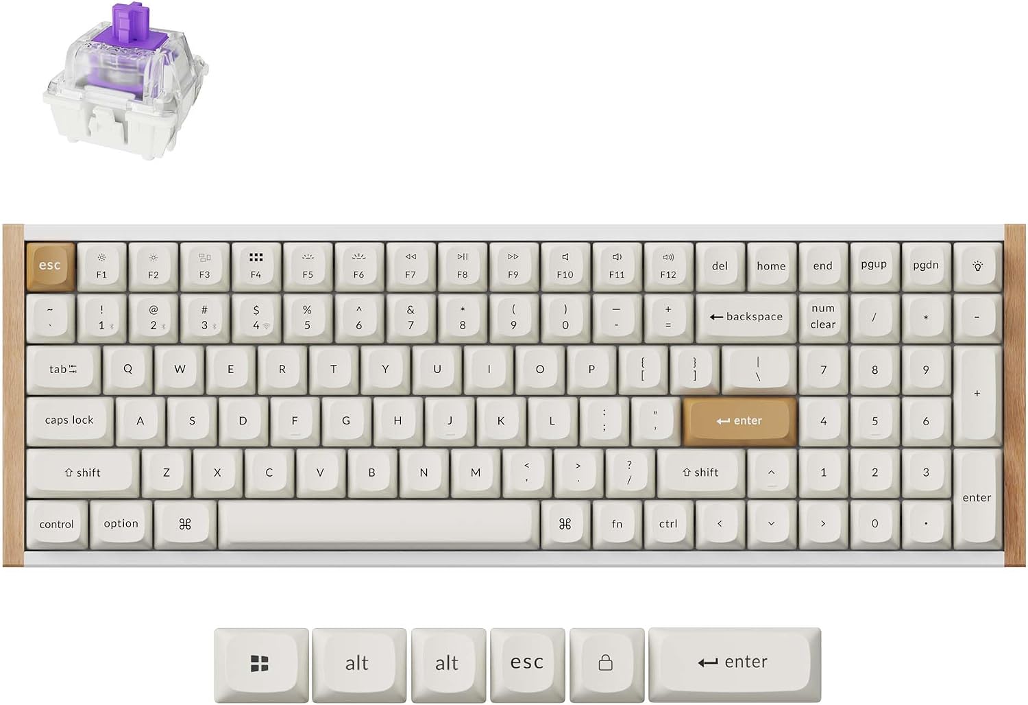 Keychron K4 HE QMK Wireless Gaming Custom Mechanical Keyboard, 2.4 GHz/Bluetooth/Wired 96% Layout Hot-Swappable Programmable RGB Backlit Gateron Magnetic Switches for Mac Windows, Wood Frame-White