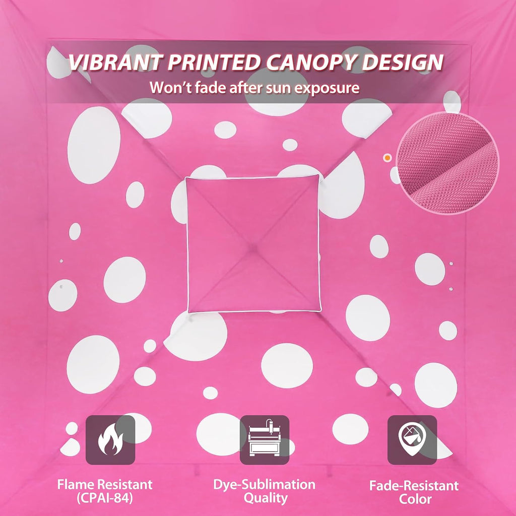 EAGLE PEAK 13x13 Straight Leg Pop Up Canopy Tent Instant Outdoor Canopy Easy Single Person Set up Folding Shelter w/Auto Extending Eaves 169 Square Feet of Shade (Pink Mushroom)
