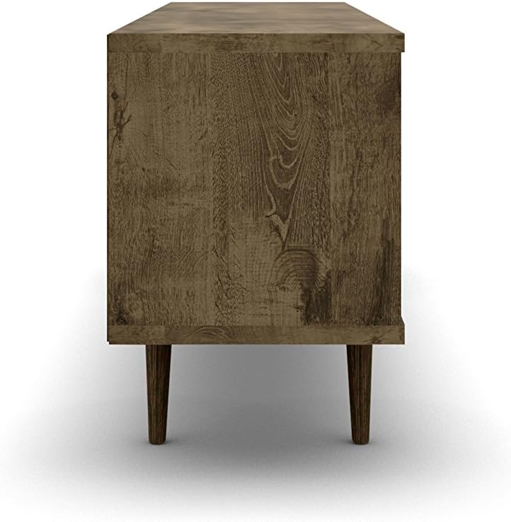Manhattan Comfort Liberty Mid Century Modern TV Stand for Televisions up to 60 Inches, Bedroom and Living Room Entertainment Center with Storage, Shelves, and Cabinet, 63' Wide, Rustic Brown/White