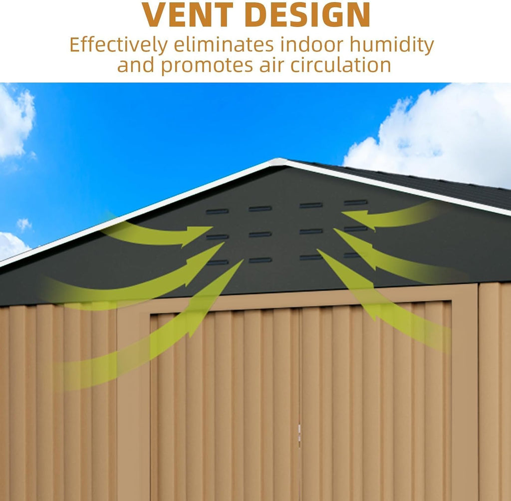 Outdoor Storage Shed 8 X 12 FT, Large Metal Storage Sheds, with Reinforced Sloping Roo, Door Lock, Waterproof, for Backyard, Garden Patio Lawn