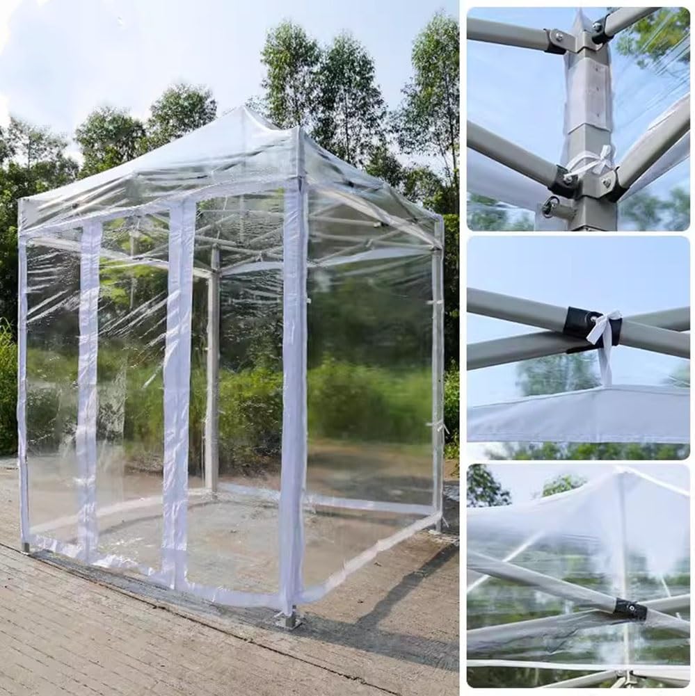 GDMING Transparent Pop-up Gazebo, Waterproof Heavy Duty Canopy Tent, PVC Coated Garden Awning for Outdoor Patio Cover, 4 Sizes (Color : Clear, Size : 2x2m)