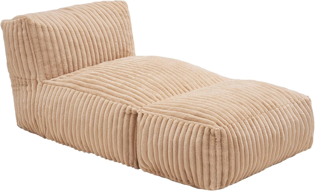 Hobestluk Big Bean Bag Lounger Chairs Large Beanbag Chair for Adults Bean Bag Sofa with Memory Foam Filled for Living Room, Bedroom or Balcony (Stripe Khaki)