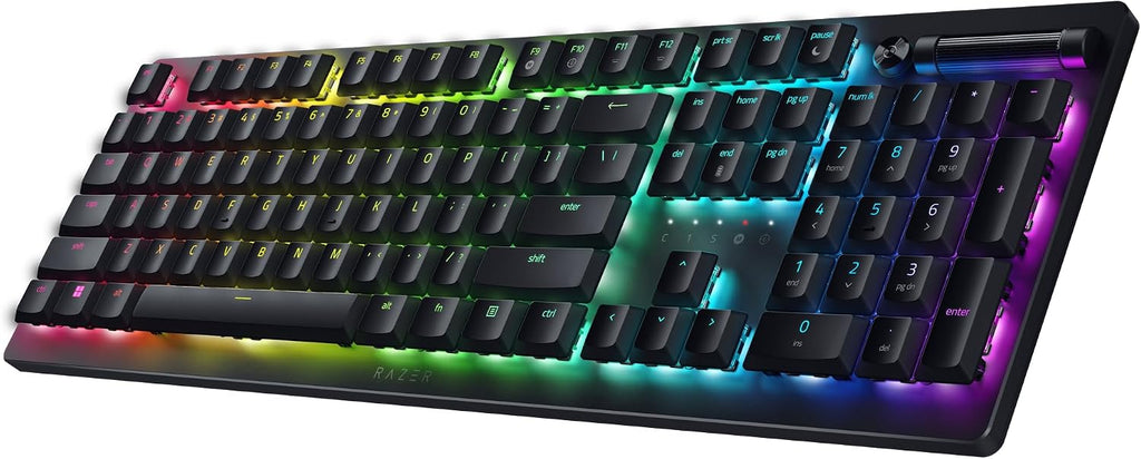Razer DeathStalker V2 Pro Wireless Gaming Keyboard: Low Profile Optical Switches Clicky Purple - HyperSpeed Wireless & Bluetooth - Chroma RGB - Up to 200 Hr Battery - Snap Tap