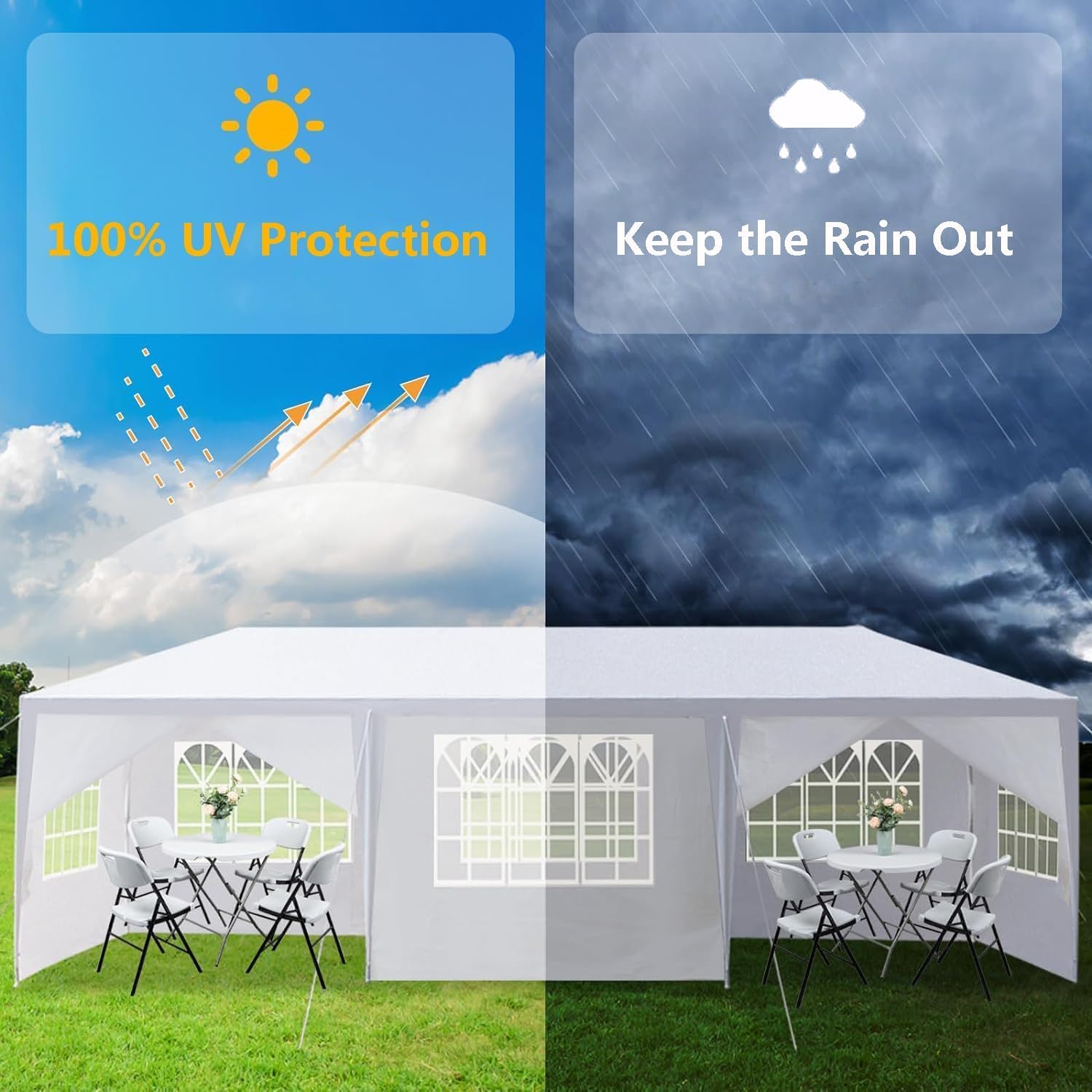 Outdoor Gazebo Canopy Wedding Party Tent Camping Shelter Commercial Instant Shelter Waterproof Tent with Removable Side Walls (10'x30' Eight Sides)