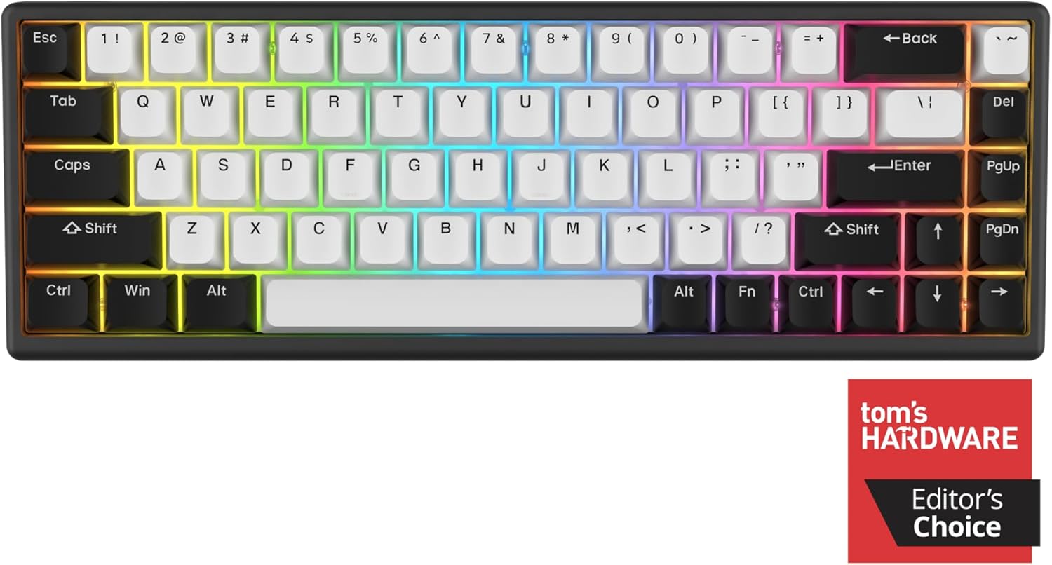 ARBITER Polar 65 -CNC Magnetic Gaming Keyboard w Rapid Trigger, Hall Effect Switches, CNC Aluminum Frame, Rapid Trigger, 65% Compact, Bright RGB, Dual-Shot PBT Keycaps - Black Panda