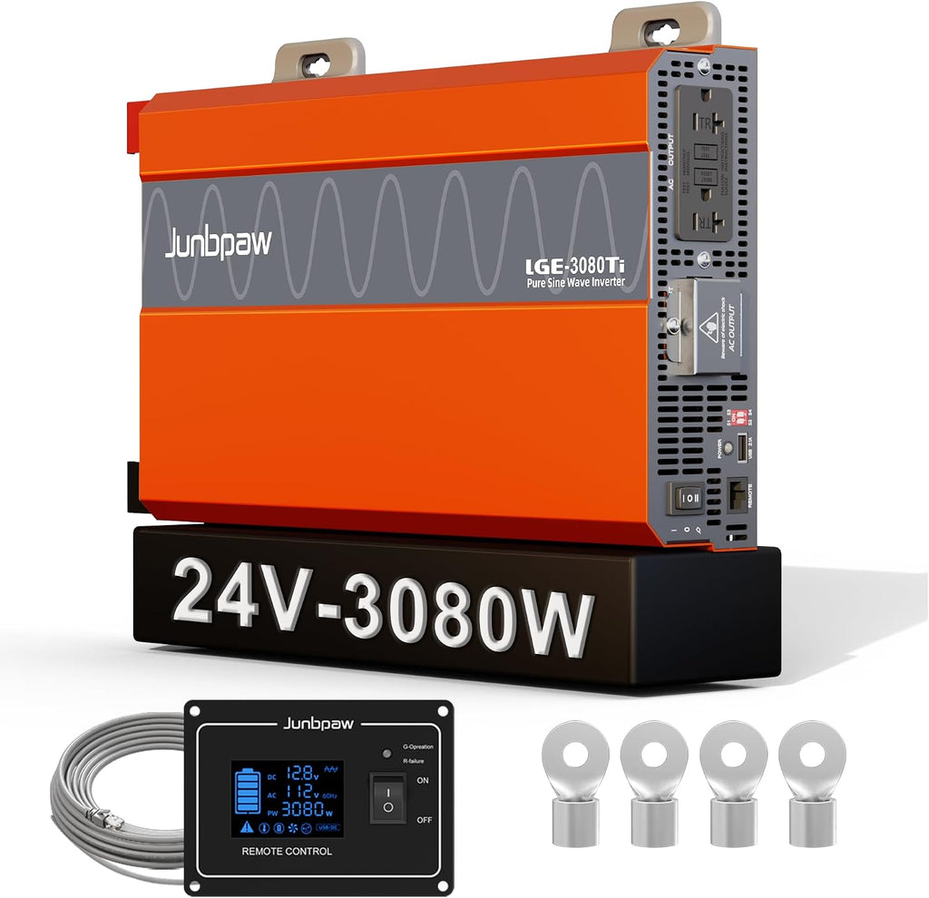 3080W Pure Sine Wave Inverter 24V to 110V Ultra Quiet, Game-Changing Design | 24V to 120 Converter for Home, RV, Camping, Off-Grid & Outdoor Adventures丨DC to AC (LGE-24-3080TI)