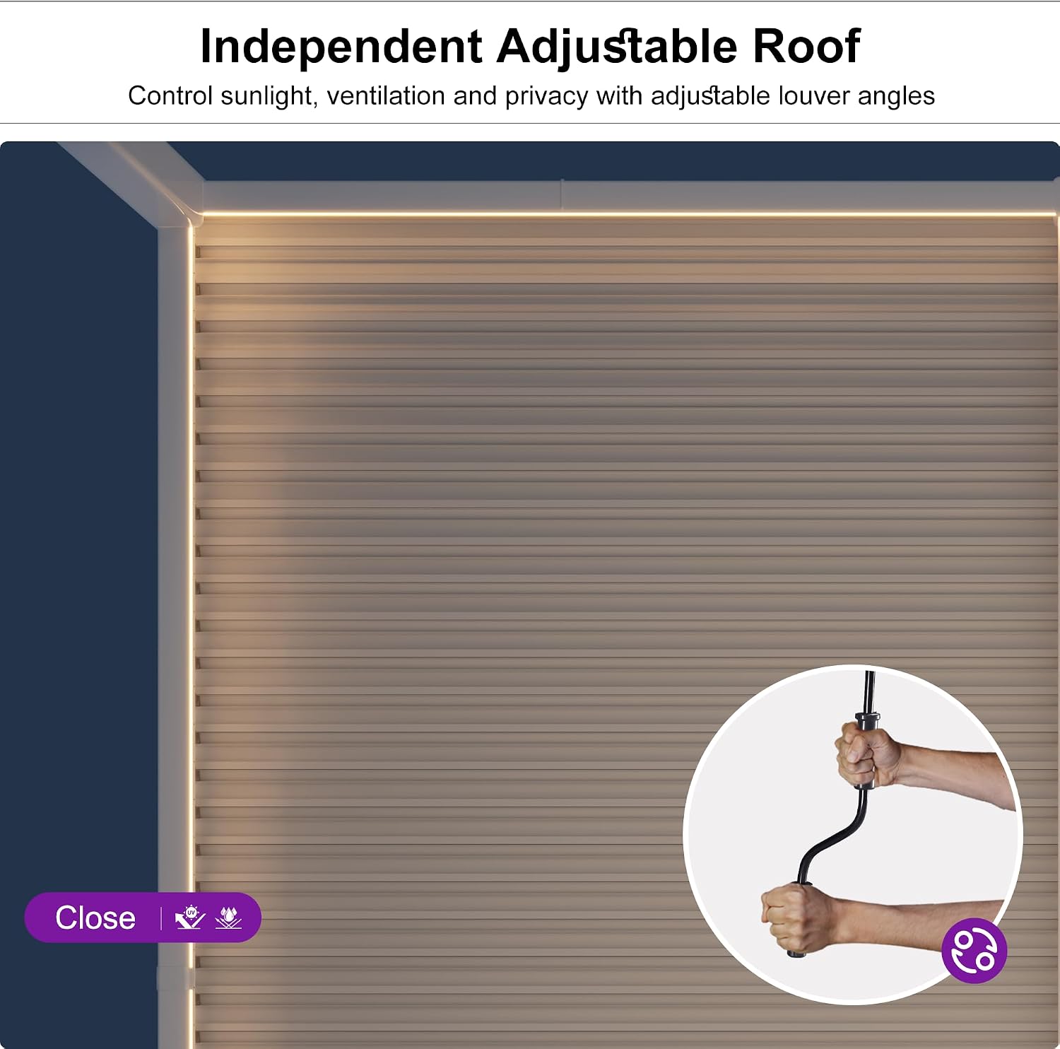 PURPLE LEAF Louvered Pergola 10x16 ft Solar LED Lights Heavy Duty Aluminum Outdoor Pergola with Hidden Drainage System for Patio Backyard Garden Deck, White