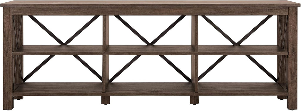 Henn&Hart Rectangular TV Stand for TV's up to 80' in Alder Brown, Electric Fireplace TV Stands for the Living Room