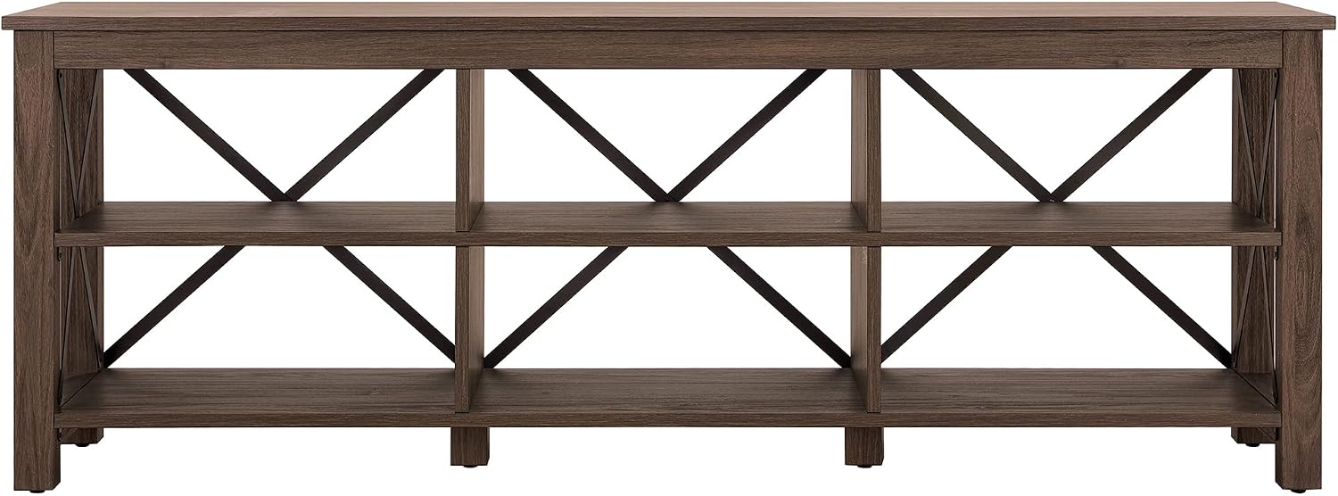Henn&Hart Rectangular TV Stand for TV's up to 80' in Alder Brown, Electric Fireplace TV Stands for the Living Room