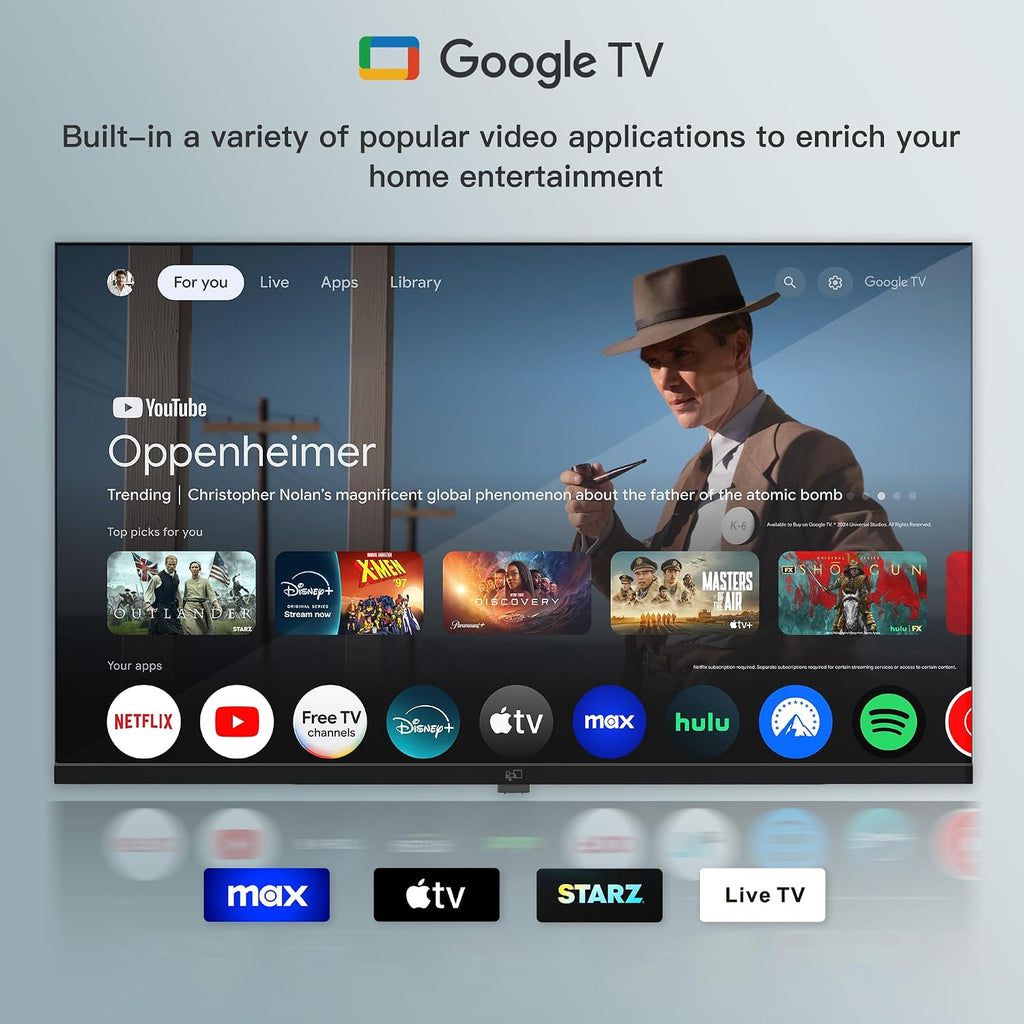 FPD 40-inch Smart TV, 1080p Full HD Google TV with Google Play Built-in Google Cast, HDR 10, Dolby Audio, Voice Remote, Stream Live Television (Palette-Series, CG40-P3)