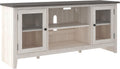 Signature Design by Ashley Dorrinson Farmhouse TV Stand with Fireplace Option, Fits TVs up to 58', Whitewash