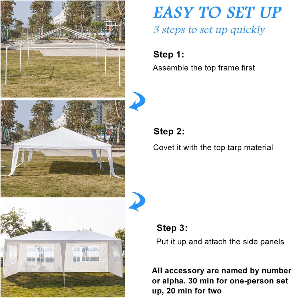 Outdoor Gazebo Canopy Wedding Party Tent Camping Shelter Commercial Instant Shelter Waterproof Tent with Removable Side Walls (Upgrade 10'x20' Four Sides)
