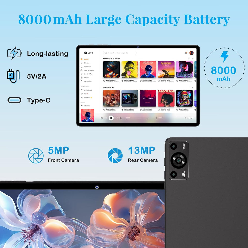 11 Inch Tablet, 2026 Android 15 Tablets with Octa Core, 24GB+256GB, 13+5MP Camera, Electronics Tablets with Widevine L1, 8000mAh Battery, 5G WiFi, GPS, HD IPS Display, 1TB Expand, BT 5.0 -Metal Black