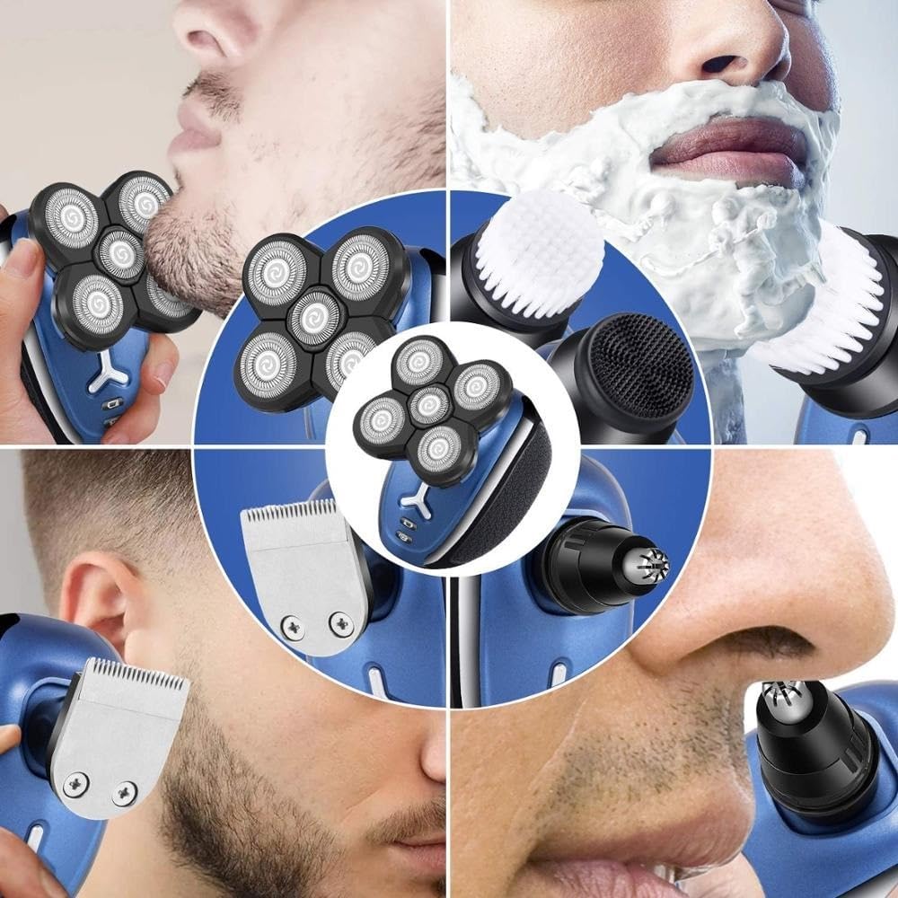 Head Shaver for Men, 5 in 1 Grooming Men's Wet Dry Electric Shaver for Men Beard Trimmer Facial Electric Razor Rechargeable Bald Head Shaving Machine