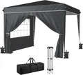 Outsunny 10 x 10 ft Pop Up Canopy Tent with Sidewalls, UPF50+ Outdoor Portable Instant Canopy Shelter with Carry Bag, Sandbags, Adjustable Height for Parties, Events, Camping, Black
