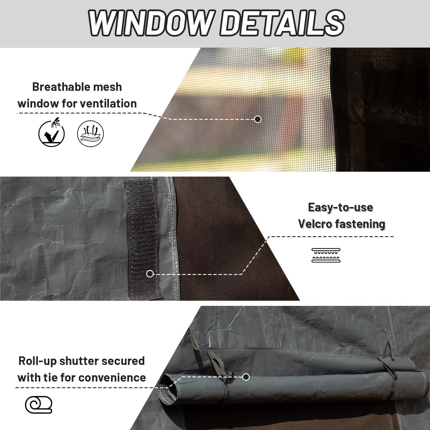 Domi 8' x 8' Universal Winter Gazebo Cover, All Season Waterproof Enclosed Cover with Sidewalls & Mesh Windows, All-Weather Gazebos Cover for Outdoor Patio Metal Hardtop Gazebo Backyard, Gray
