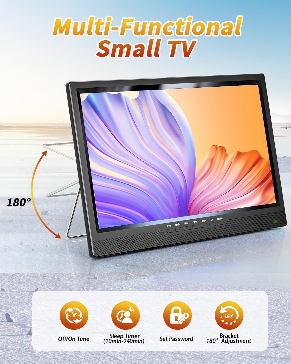 NORTHING 19 Inch Portable TV for Indoor Outdoor,Full HD 1080P Portable TV for Camping, 8000mAH Built-in Power Operated TV, Antenna/HDMI/USB/AV Input, Small T V for Kitchen Patio Camping RV Boat Car