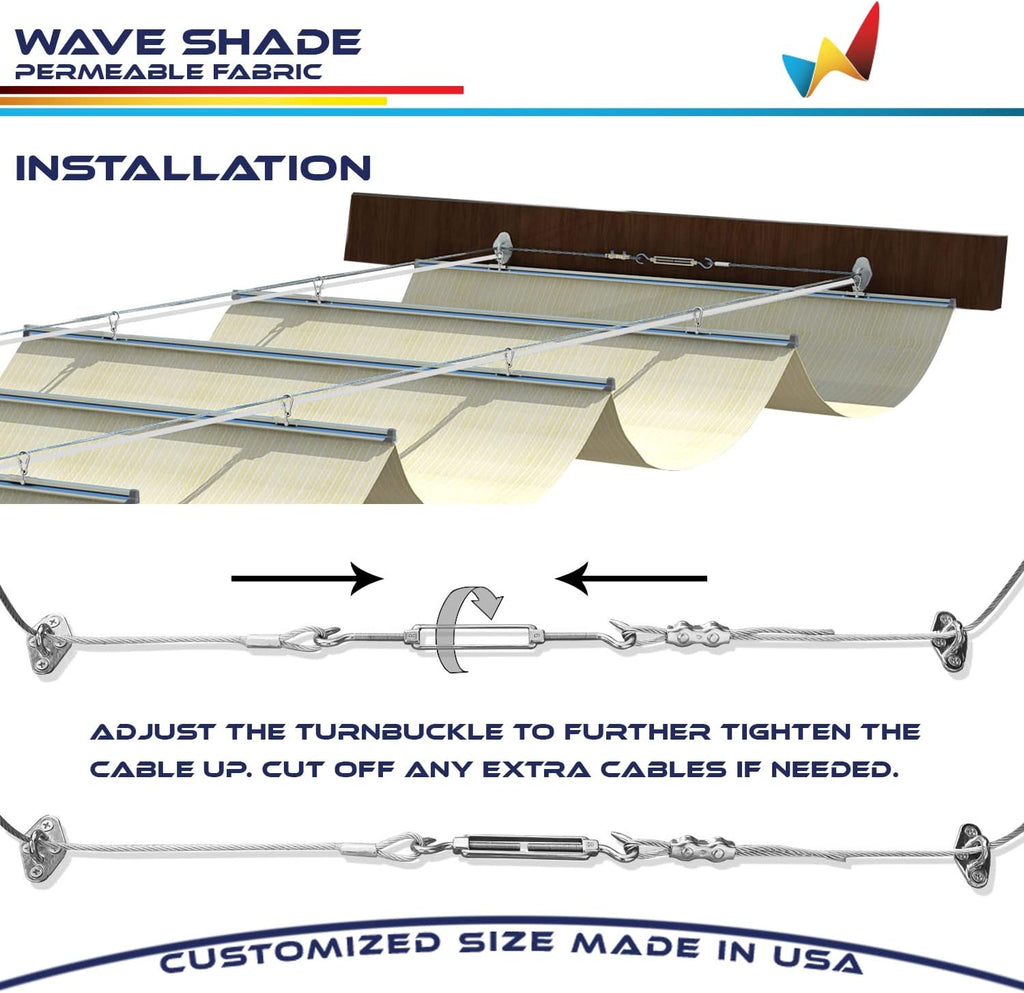 Windscreen4less 4' x 20' Retractable Sun Shade Canopy Cover Sliding Wave Shade Sail for Pergola Patio Deck Yard Gazebo Outdoor (Beige)