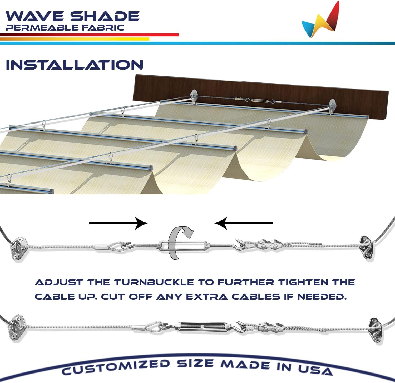 Windscreen4less 4' x 20' Retractable Sun Shade Canopy Cover Sliding Wave Shade Sail for Pergola Patio Deck Yard Gazebo Outdoor (Beige)