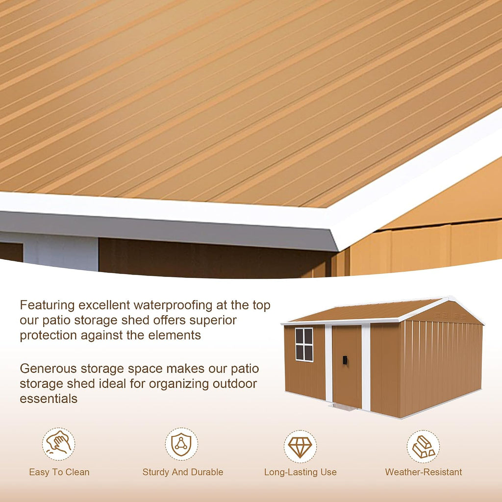 Leavader 12x10 FT Metal Storage Shed, Heavy-Duty Outdoor Matel Tool Shed with Windows, Lockable Door&Ventilation - Weatherproof Outdoor Garden Shed for Backyard, Lawn, Tool Organization