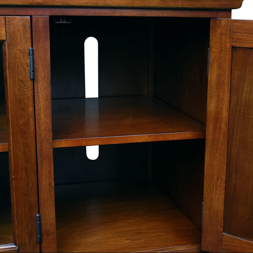 Leick Home 87360 TV Stand with Enclosed Storage For 65' TV's, Westwood Brown Cherry