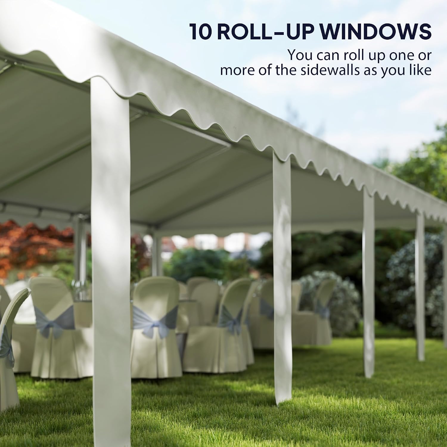 Outsunny 16.5' x 33' Party Tent, Heavy Duty Large Outdoor Canopy Tent Shelter with Removable Sidewalls, 10 Windows and 2 Doors, for Parties, Wedding, Events, BBQ Grill, White