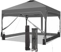 10x10 Pop Up Canopy Tent with One Push Setup, Portable Sun Shade Tent, Instant Easy Up Canopy with 4-Sidewalls & Hand Bag, Outdoor Fldable Gazebo with Vent Top, Grey.