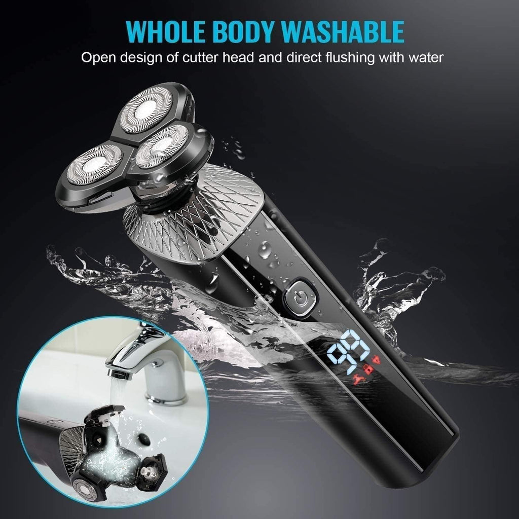 Electric Shavers for Men, Mens Electric Razor 4 in 1 Dry Wet Waterproof Face Rotary Shaver Travel Rechargeable USB Cordless with Nose Trimmer Facial Cleaning Brush for Dad Husband Man