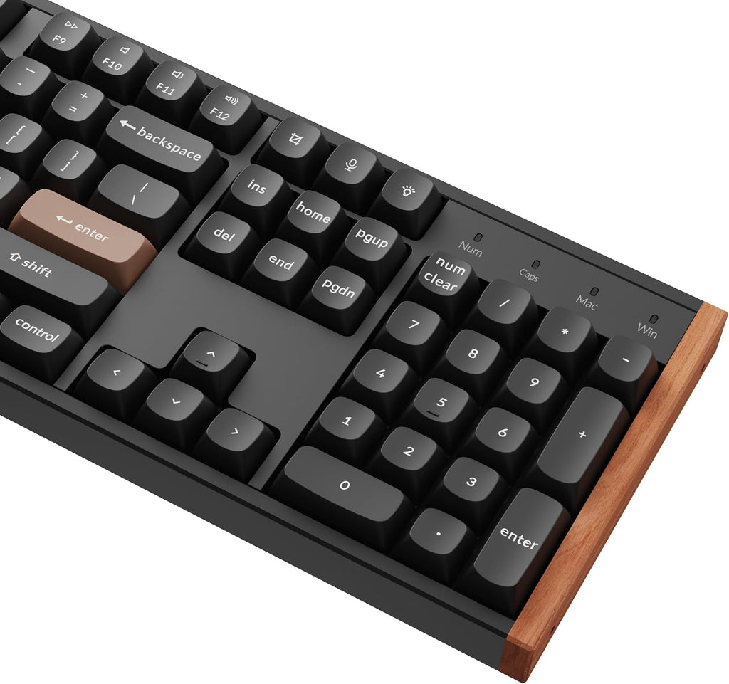 Keychron K10 HE QMK Wireless Gaming Custom Mechanical Keyboard, 2.4 GHz/Bluetooth/Wired Full-Size Hot-Swappable Programmable RGB Backlit Gateron Magnetic Switches for Mac Windows, Wood Frame-Black