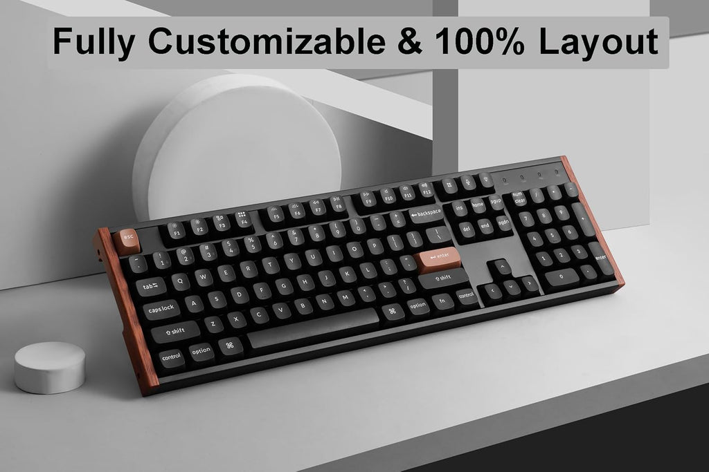 Keychron K10 HE QMK Wireless Gaming Custom Mechanical Keyboard, 2.4 GHz/Bluetooth/Wired Full-Size Hot-Swappable Programmable RGB Backlit Gateron Magnetic Switches for Mac Windows, Wood Frame-Black