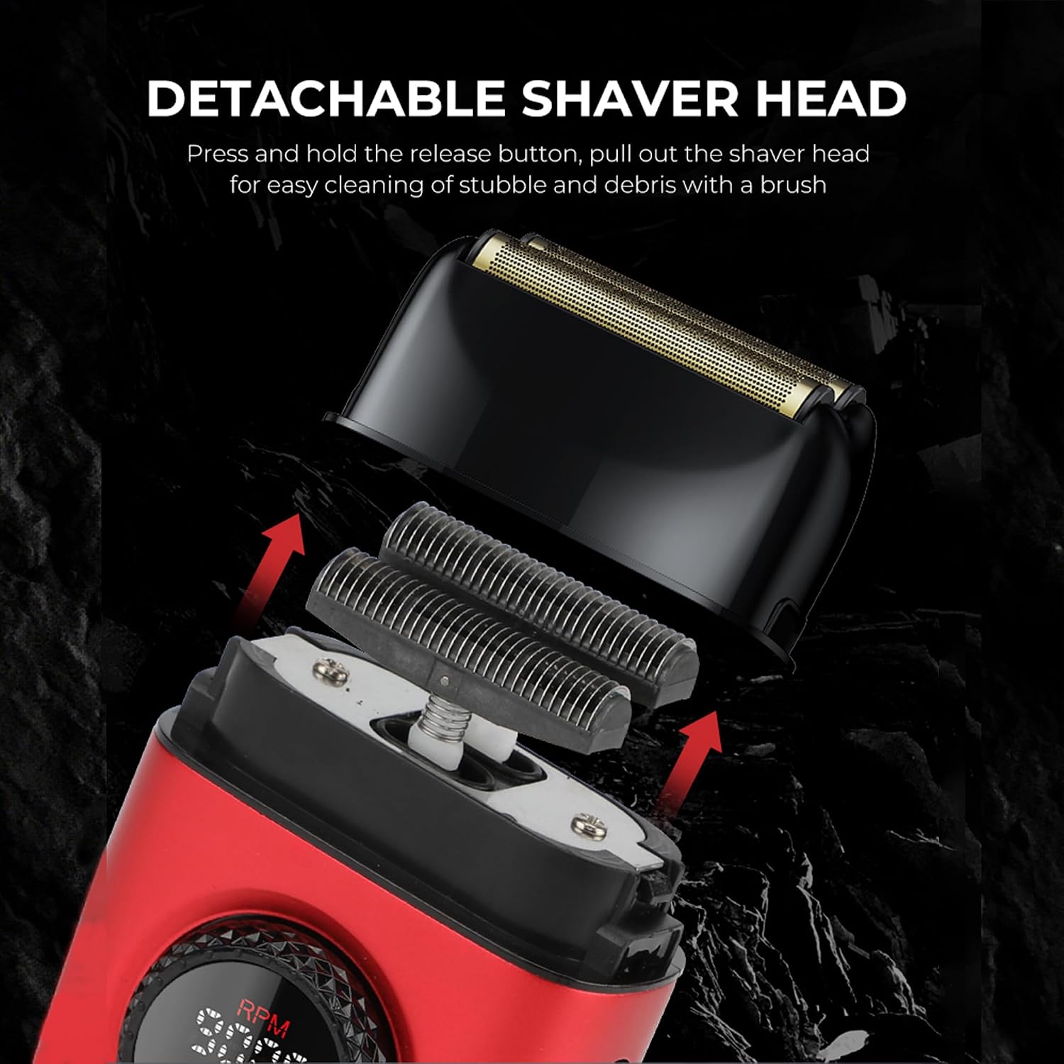 VGR 3 in 1 Professional Barber Clippers Set of Hair Clipper Trimmer Foil Shaver, Cordless Haircut Kit with Upgraded Powerful Motor, Integrated Charging Station, LED Display, Storage Box, Red
