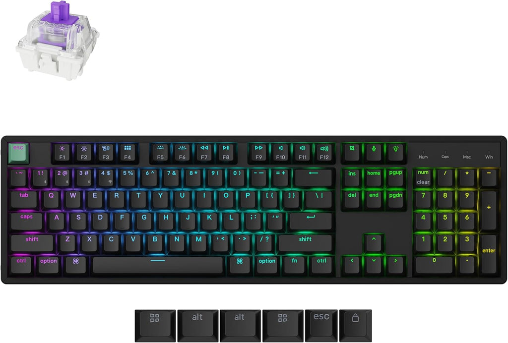 Keychron K10 HE QMK Wireless Gaming Custom Mechanical Keyboard, 2.4 GHz/Bluetooth/Wired Full-Size Hot-Swappable Programmable RGB Backlit Gateron Magnetic Switches for Mac Windows Black