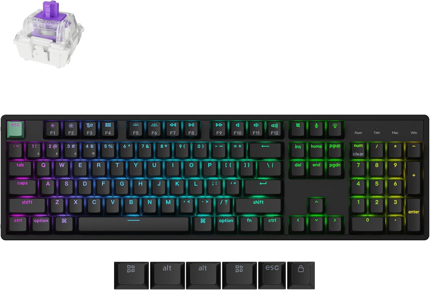 Keychron K10 HE QMK Wireless Gaming Custom Mechanical Keyboard, 2.4 GHz/Bluetooth/Wired Full-Size Hot-Swappable Programmable RGB Backlit Gateron Magnetic Switches for Mac Windows Black