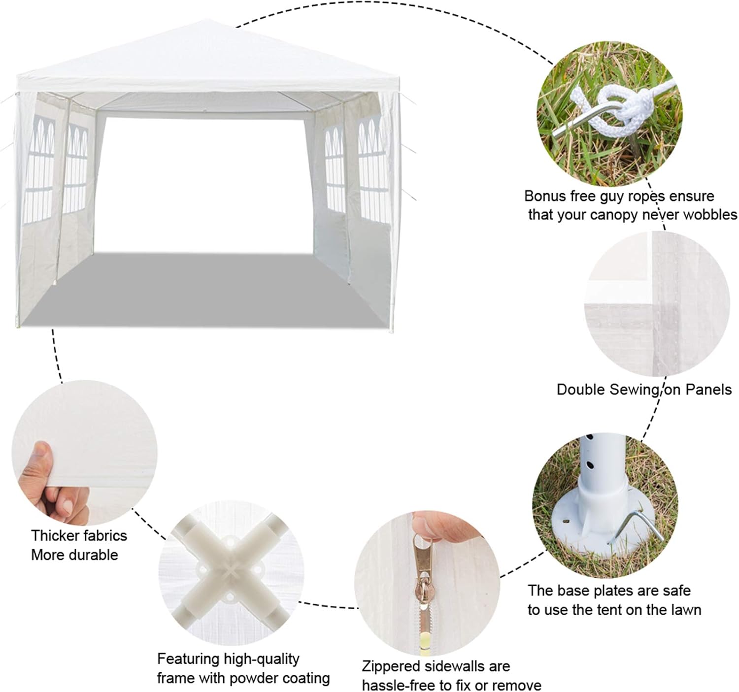 Outdoor Gazebo Canopy Wedding Party Tent Camping Shelter Commercial Instant Shelter Waterproof Tent with Removable Side Walls (Upgrade 10'x20' Four Sides)