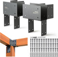 4 Pack 4x6 (Actual 3.5'x5.5') Heavy Duty Stainless Steel Pergola Brackets - Corner Post to Beam Connector for Gazebos, Patio Decks, Porches - Wood Post Cap Tie Bracket (Dark Gray)