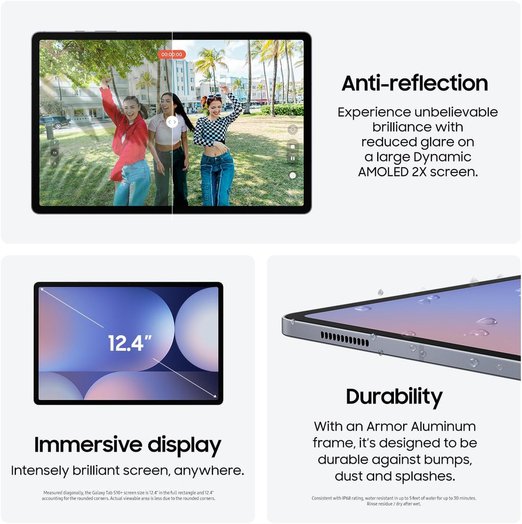 SAMSUNG Galaxy Tab S10+ 5G 12.4' 256GB, Android Tablet, (Verizon Network), Long Battery Life, Big Screen, S Pen Included, US Version, 2024, Moonstone Gray (Renewed)