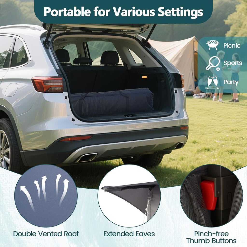 Goplus11 ft × 11 ft Pop up Gazebo, Portable Screen Canopy Shelter w/Mesh Netting Sidewalls, Vented Top, Drainage Holes, Heavy-Duty Height Adjustable Easy Setup Party Tent for Backyard