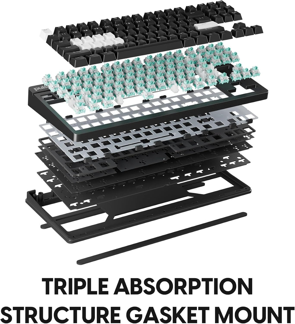 Pulsar XBOARD QS Mechanical Gaming Keyboard – QMK/VIA, Hot Swappable Linear Switch, TKL Layout Gasket Mount, Aluminum Frame, RGB LED Backlit, Knob, Dual PC Quick Switch for Mac/Windows (Black)