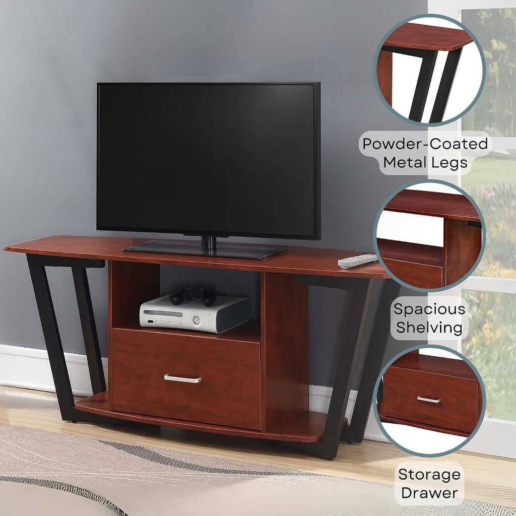 Convenience Concepts Graystone TV Stand 59.25' - Modern Entertainment Center for TVs up to 65', Industrial Media Console with Storage Drawer & Shelves for Living & Family Room, Cherry/Black