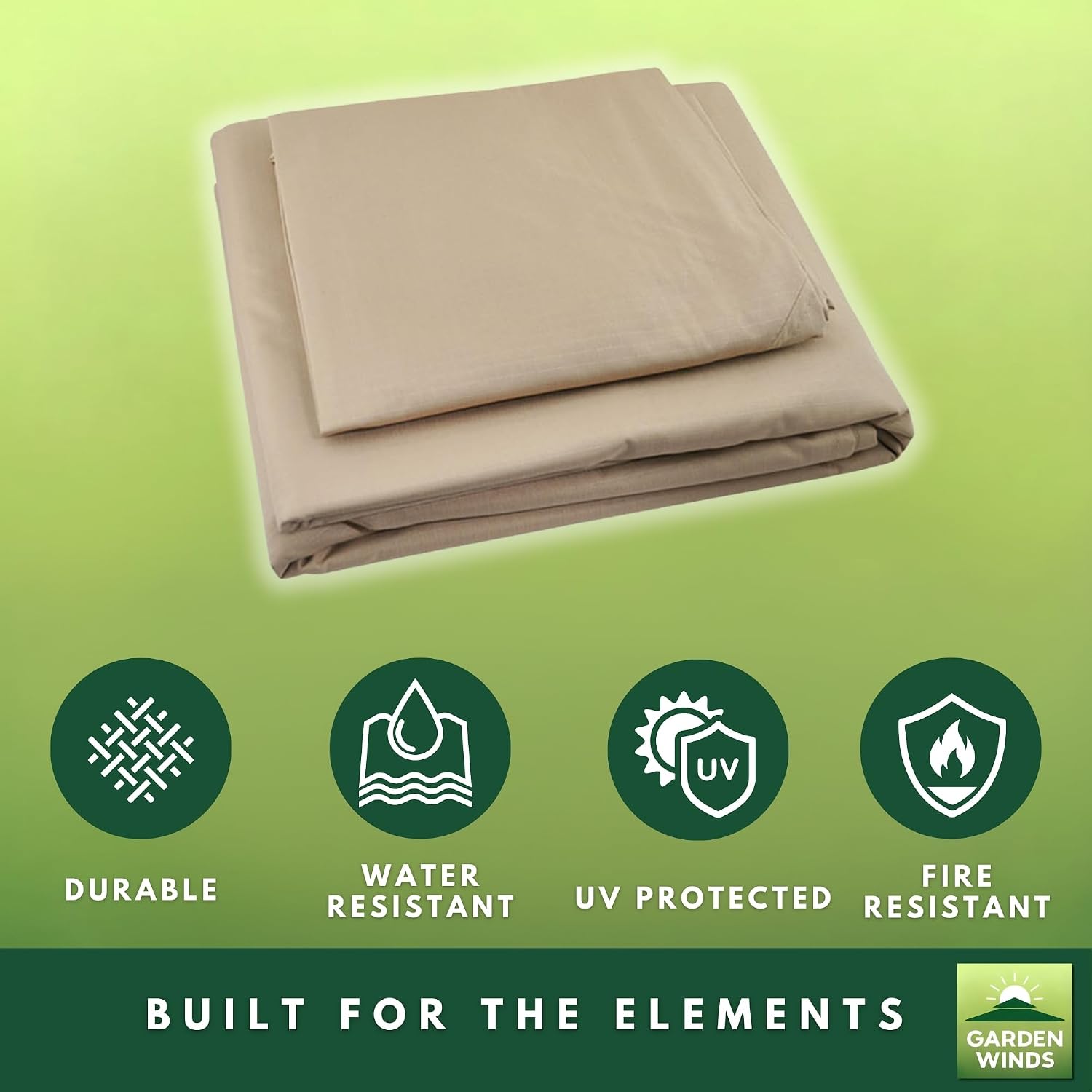 Garden Winds Reinforced RipLock 350 Replacement Canopy Top Cover Compatible with Bay Window 10' x 12' Gazebo Models L-GZ120PST-2, L-GZ120PST-2D - Beige