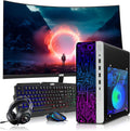 HP Gaming PC Desktop Computer – AMD Pro A10-9700,GT 1030 Graphics,16GB RAM,512GB SSD,24 Inch Curved Monitor,RGB Keyboard with AI Copilot,Mouse,WiFi,RGB Headphone,Windows 11(Renewed)