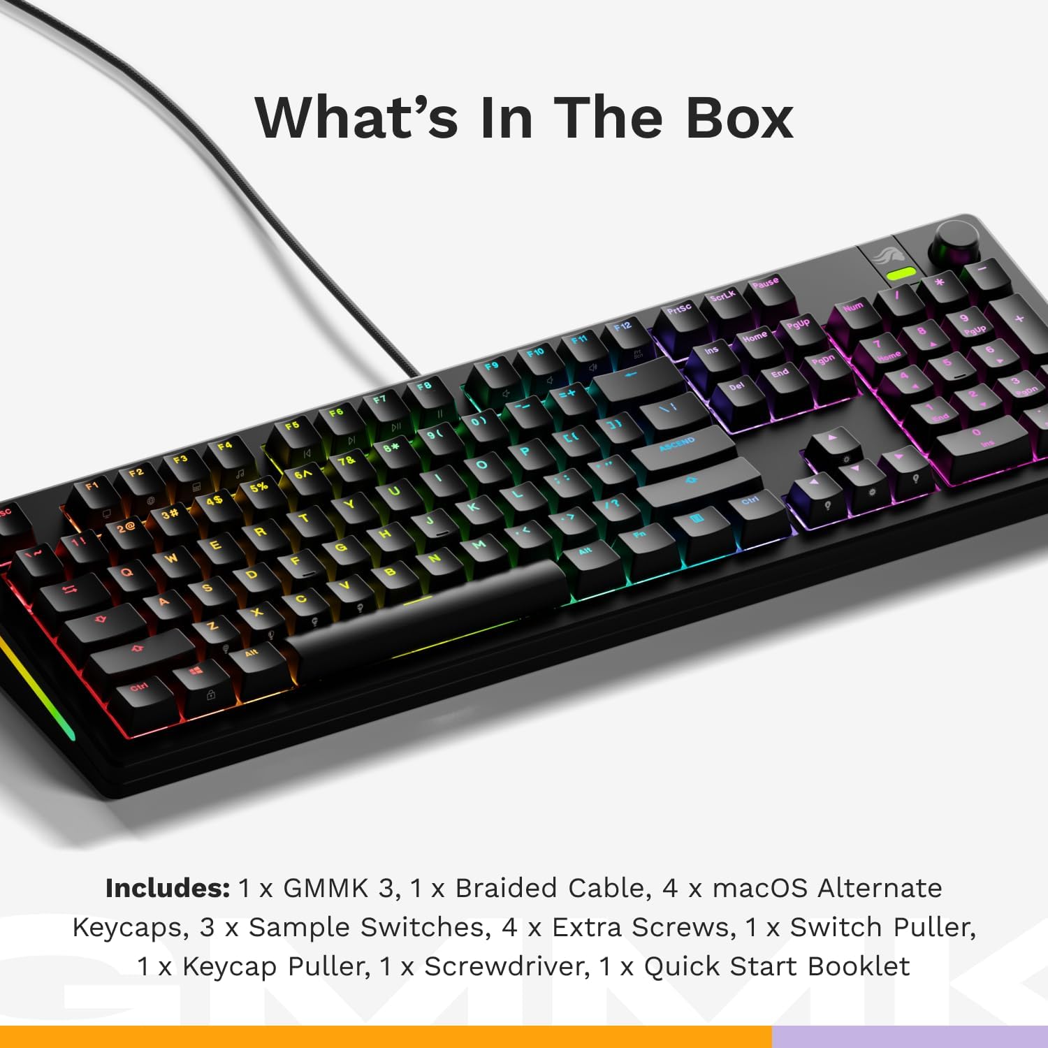 Glorious Gaming - GMMK 3 Custom Mechanical Gaming Full Size Keyboard with Knob, Modular Gasket System, Doubleshot PBT Keycaps, Aluminum Switch Plate, Hotswappable Switches, ANSI (Black) (Renewed)