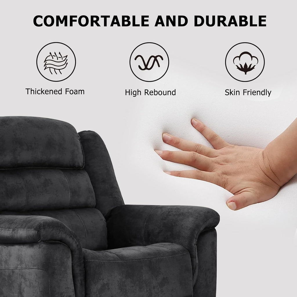 EBELLO 3 Pieces Reclining Living Room Set, Soft Fabric Manual Recliner Sofa Furniture Set, Includes 2 Overstuffed Recliner Chairs and one 3 Seat Sofa, Grey