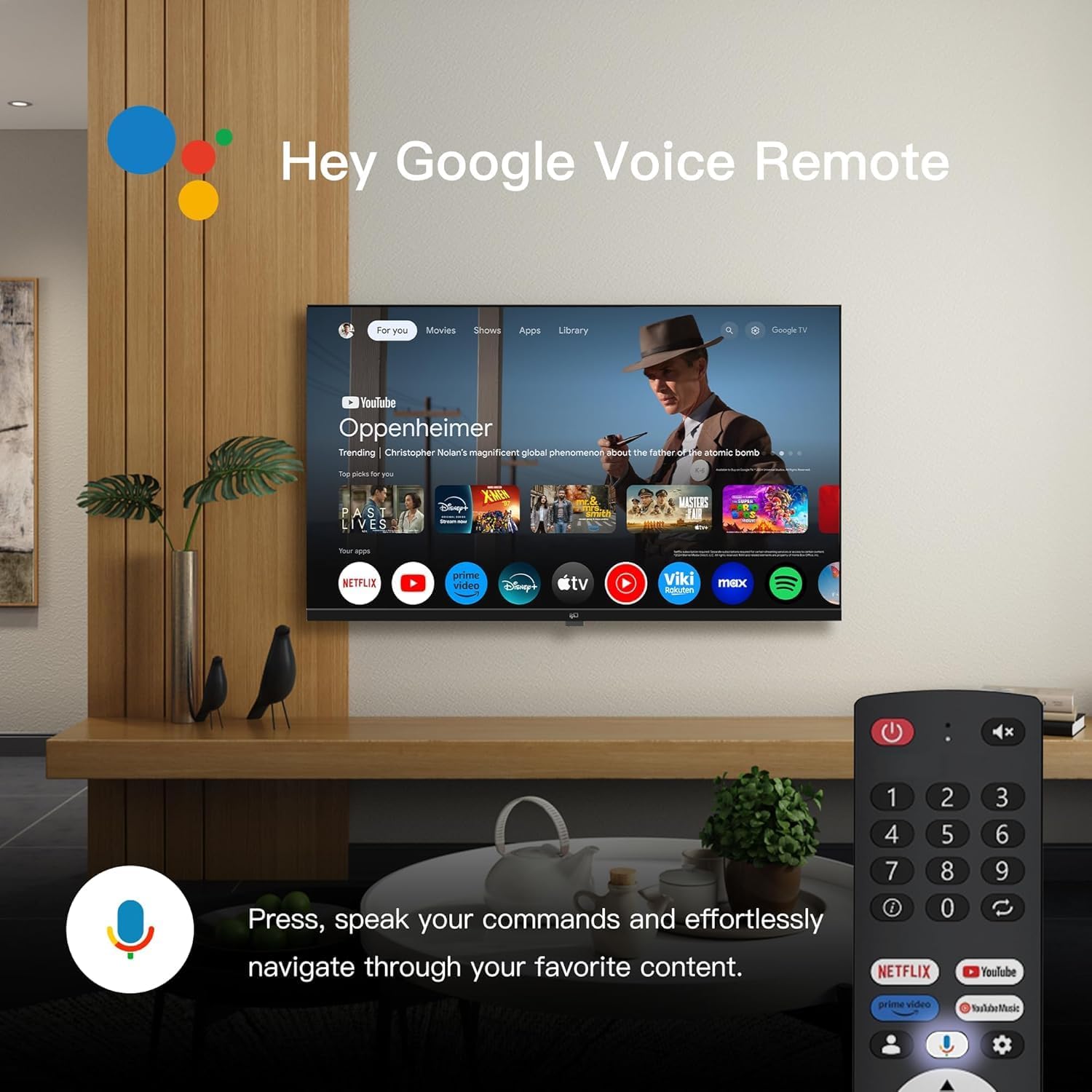 FPD 65-Inch Smart TV, 4K LED Google TV with Google Play Built-in Google Cast, HDR 10, MEMC, Voice Remote, Dolby Audio, UHD Flat Screen Television (CG65-C3)