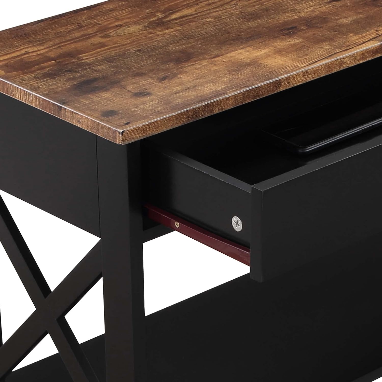 Convenience Concepts Oxford 1 Drawer Console Table with Shelves, Barnwood/Black