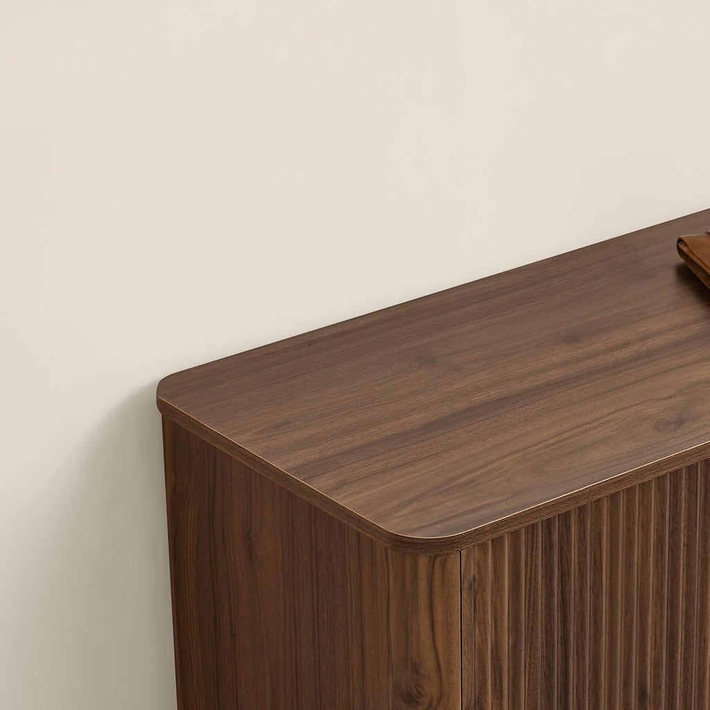 CHITA TV Stands for Living Room, Mid Century Modern TV Stand for 80 inch TV with Storage, Drawers, Adjustable Shelves, Walnut