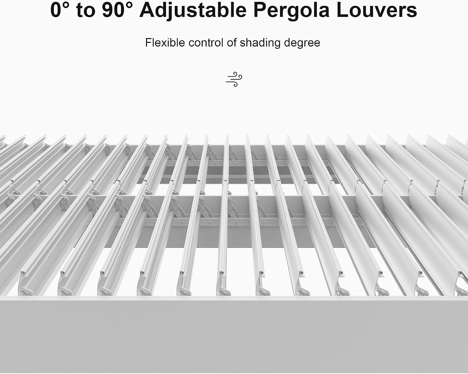 PURPLE LEAF Louvered Pergola 10' x 14' Whitish Outdoor Aluminum Pergola Adjustable Gazebo Rainproof for Patio Deck Garden, 1 Short Side